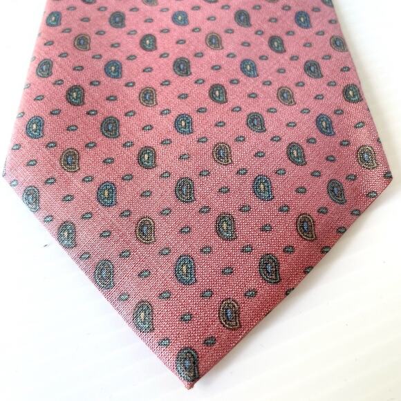Italian Silk Neck Tie Marina Di Carrara Pink Paisley Preppy Collegiate - Picture 6 of 7